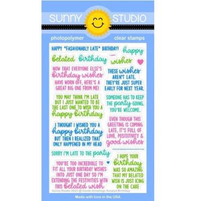 Sunny Studios Stempel - Inside Greetings Belated Birthday